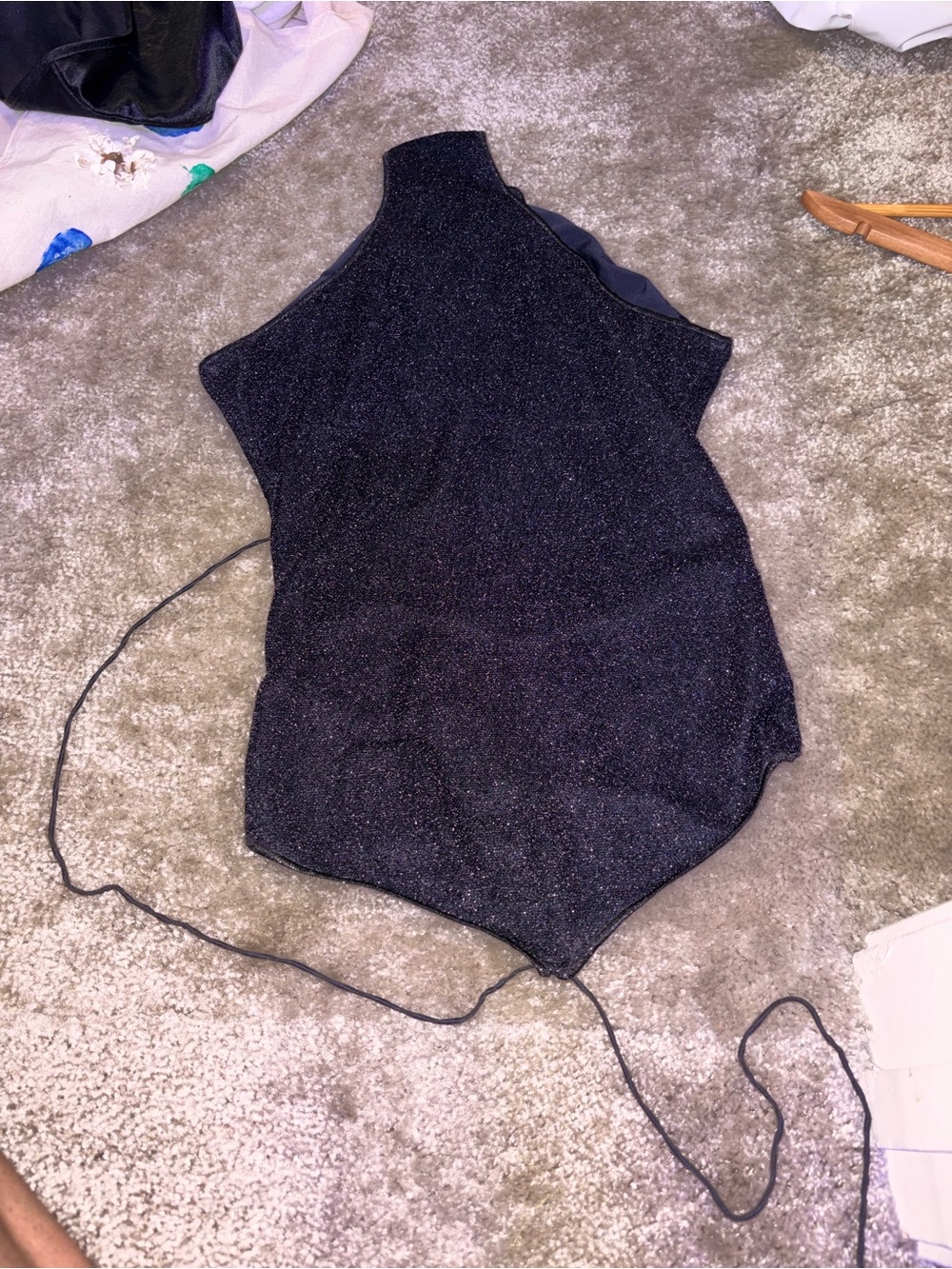 CHANEL Black Sparkle One-Shoulder Swimsuit